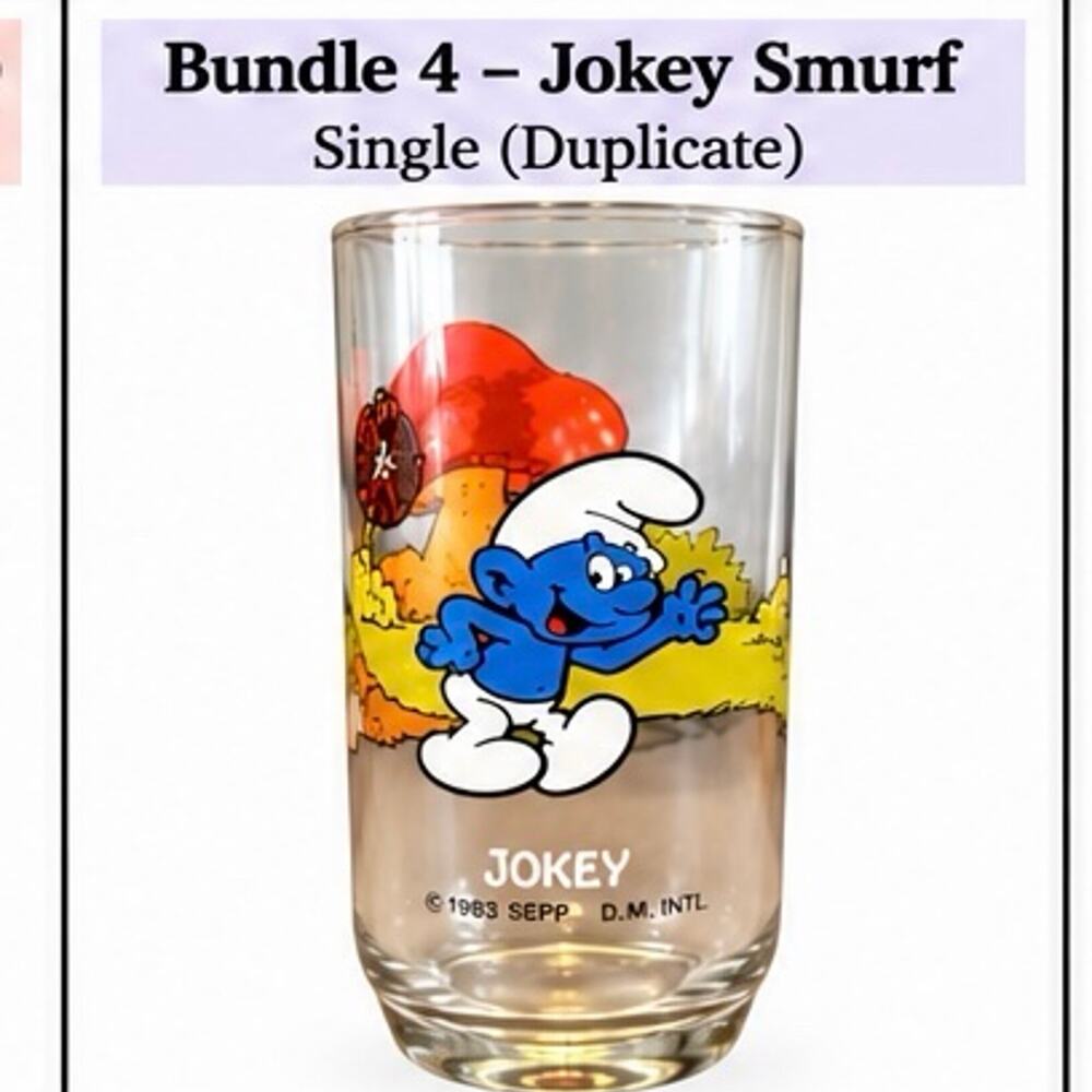 Vintage 1983 Hardee’s Jokey Smurf Drinking Glass Peyo Collector Tumbler Smurfs